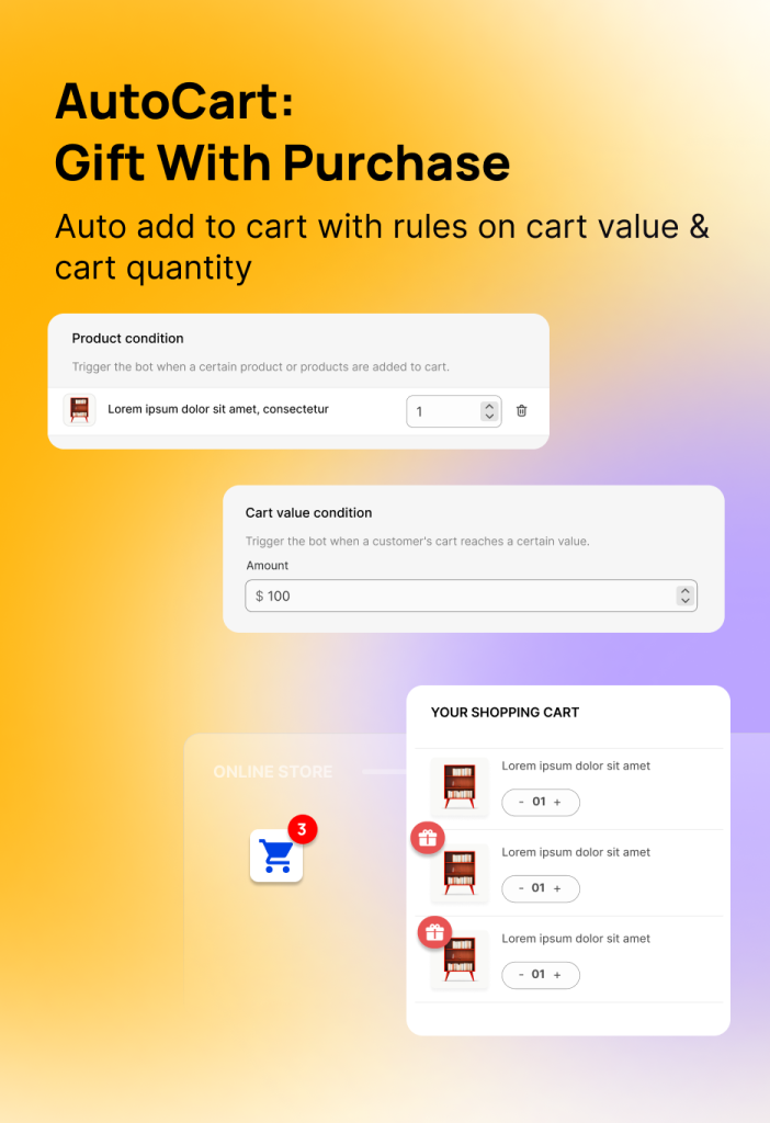 fulbix auto cart app gift with purchase
